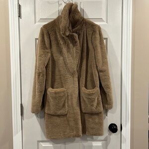 Cara Santana x Nine West XS Camel Faux Fur Fleece Coat